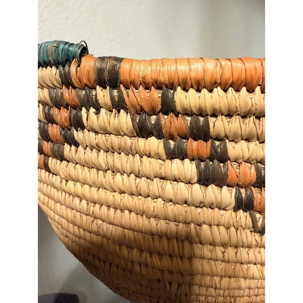 Handwoven Wicker Basket Decorative Tray Boho‎ Tribal Geometric Pattern 11